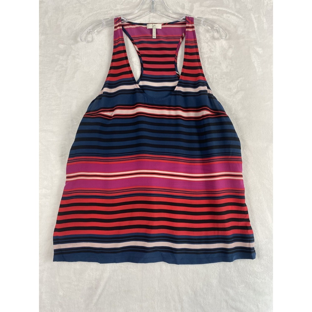 Joie 100% Silk Blouse Tank Top Women Sz L Striped Lightweight Summer